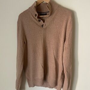 Banana Republic Men's Camel Button-Neck Turtleneck Sweater